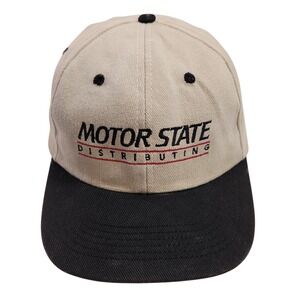 Motor State Distributing Trucker Hat Baseball Cap Tan Black Adjustable Mens